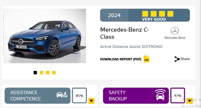 Mercedes-Benz C-Class recibe la máxima calificación por la Euro NCAP
